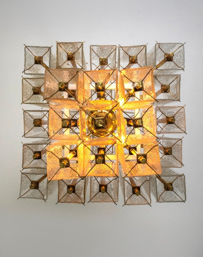 Hand Blown Clear Glass and Solid Brass Chandelier Modern Dining Room or Entryway Statement Ceiling Light Casalolalights