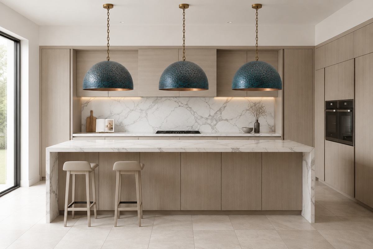 Green Dome Pendant Light for Kitchen Island | Stainless Steel Five Sizes Hang Two or Three in a Row Casalola Lights