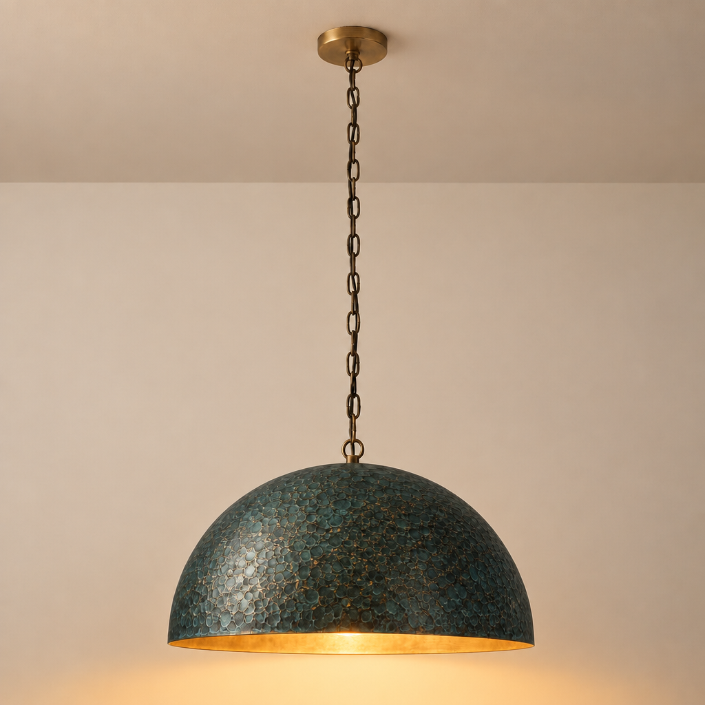 Green Dome Pendant Light for Kitchen Island | Stainless Steel Five Sizes Hang Two or Three in a Row Casalola Lights