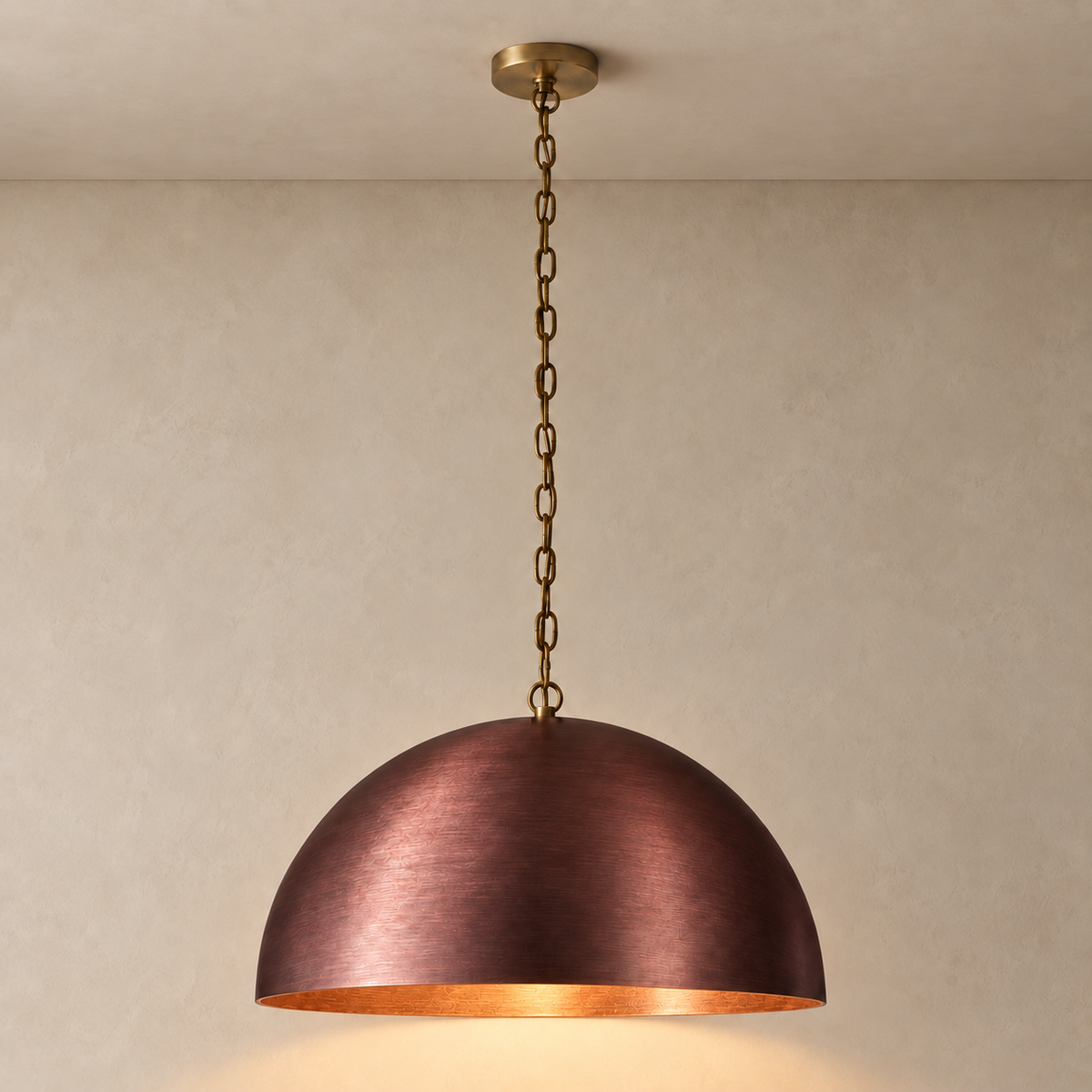 Red Dome Pendant Light for Kitchen Island | Stainless Steel Five Sizes Custom Chain High Ceilings Casalola Lights