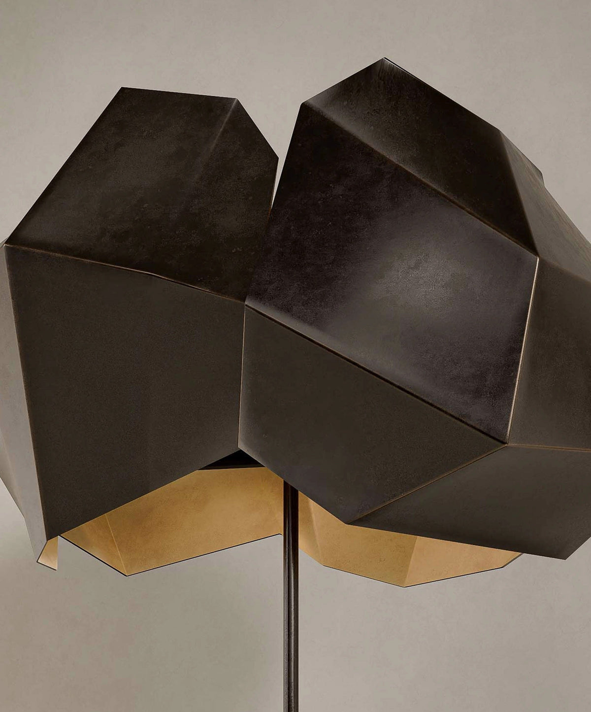 Patinated Alloy Sculpture Floor Lamp Black or Antique Gold | Faceted Brutalist Entryway Casalola Lights Luxury Lamps