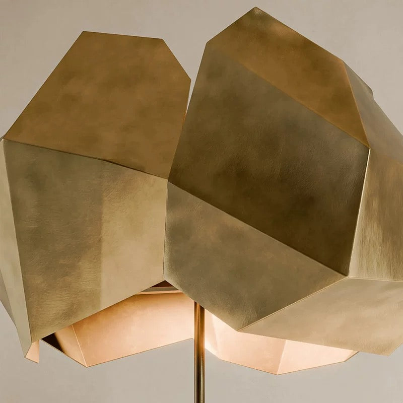 Patinated Alloy Sculpture Floor Lamp Black or Antique Gold | Faceted Brutalist Entryway Casalola Lights Luxury Lamps