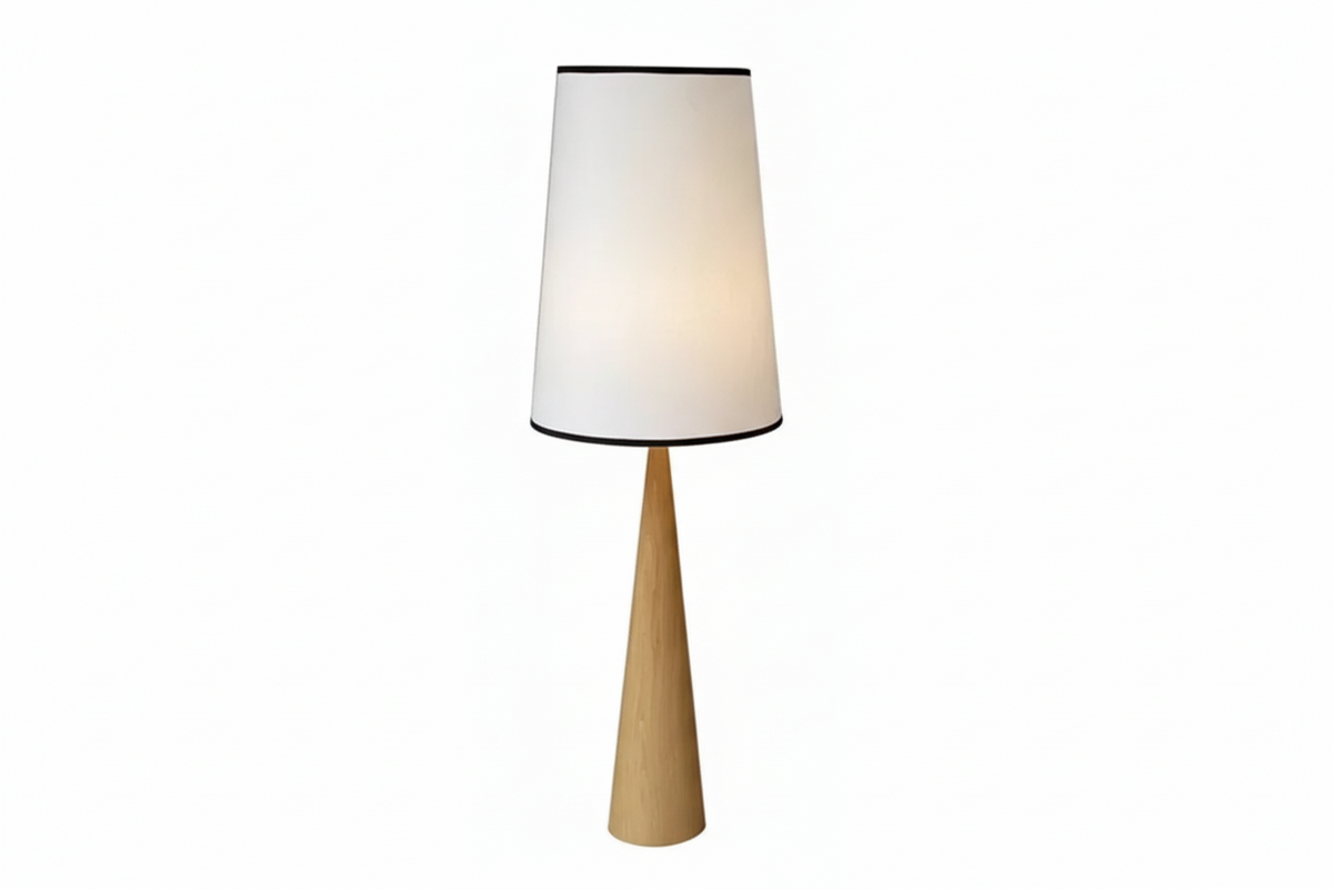 Bakelite & Wood Floor Lamp Fabric Shade | 150cm Tall Ash or Walnut E26/e27 Dimmable Option Casalola Lights Luxury Lamps