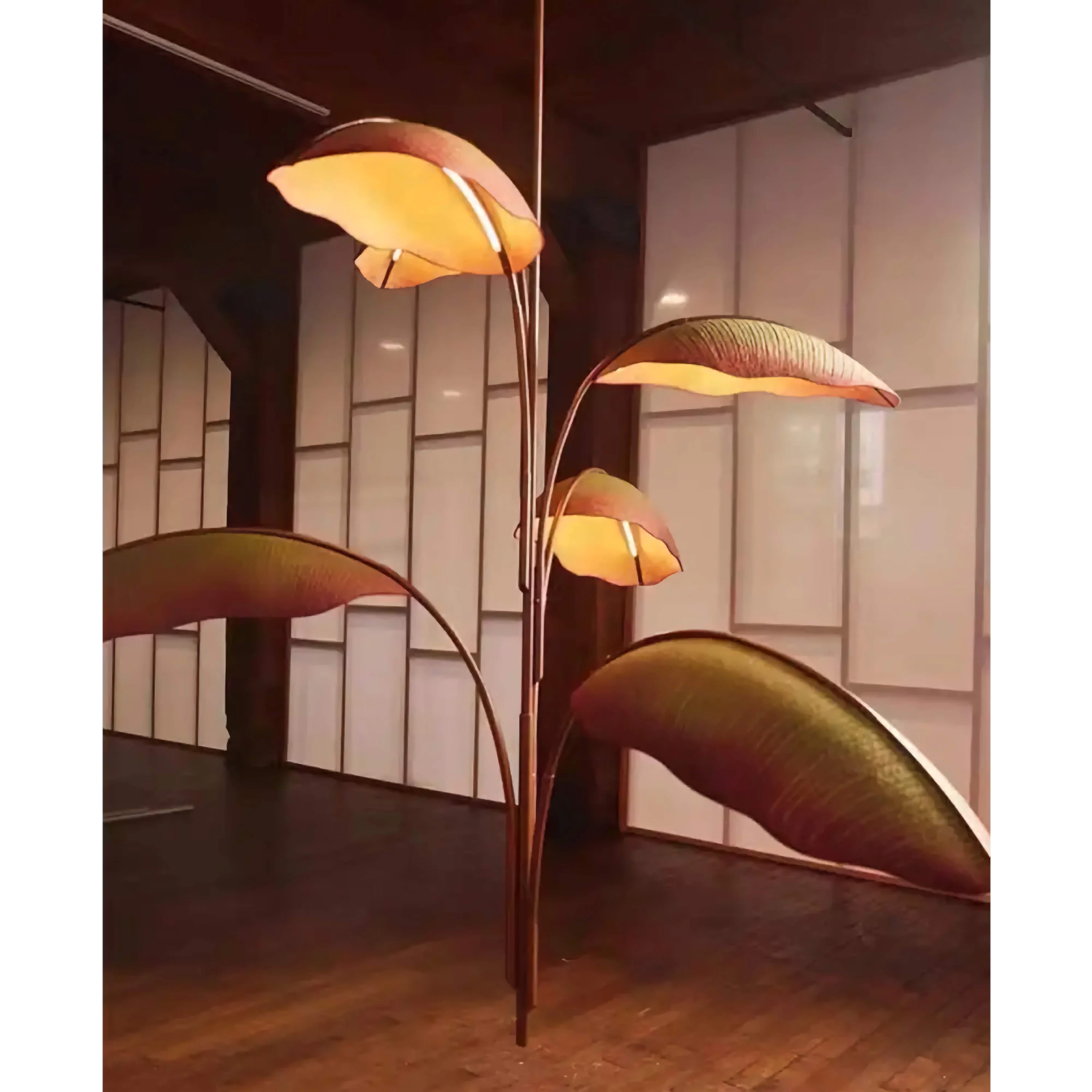 Hand Forged Brass Banana Leaf Chandelier | Modern Sculptural Pendant Lighting Statement for Dining Room & Foyer