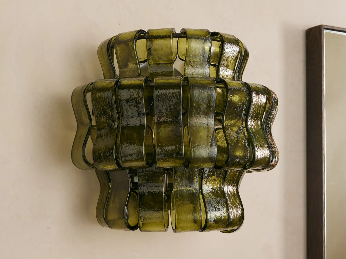 Green Textured Glass Wall Sconce | Brass | Bellatrix Casalola Lights Luxury Lamps for Interior Designers