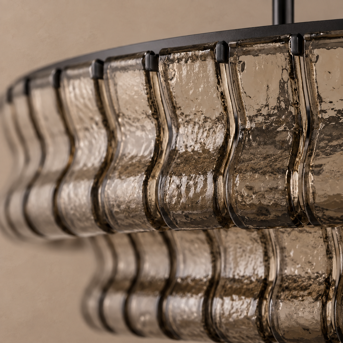 Extra Large Amber Glass Chandelier Brass | Wide and Shallow for a Great Room Custom Chain Drop Casalola Lights Luxury