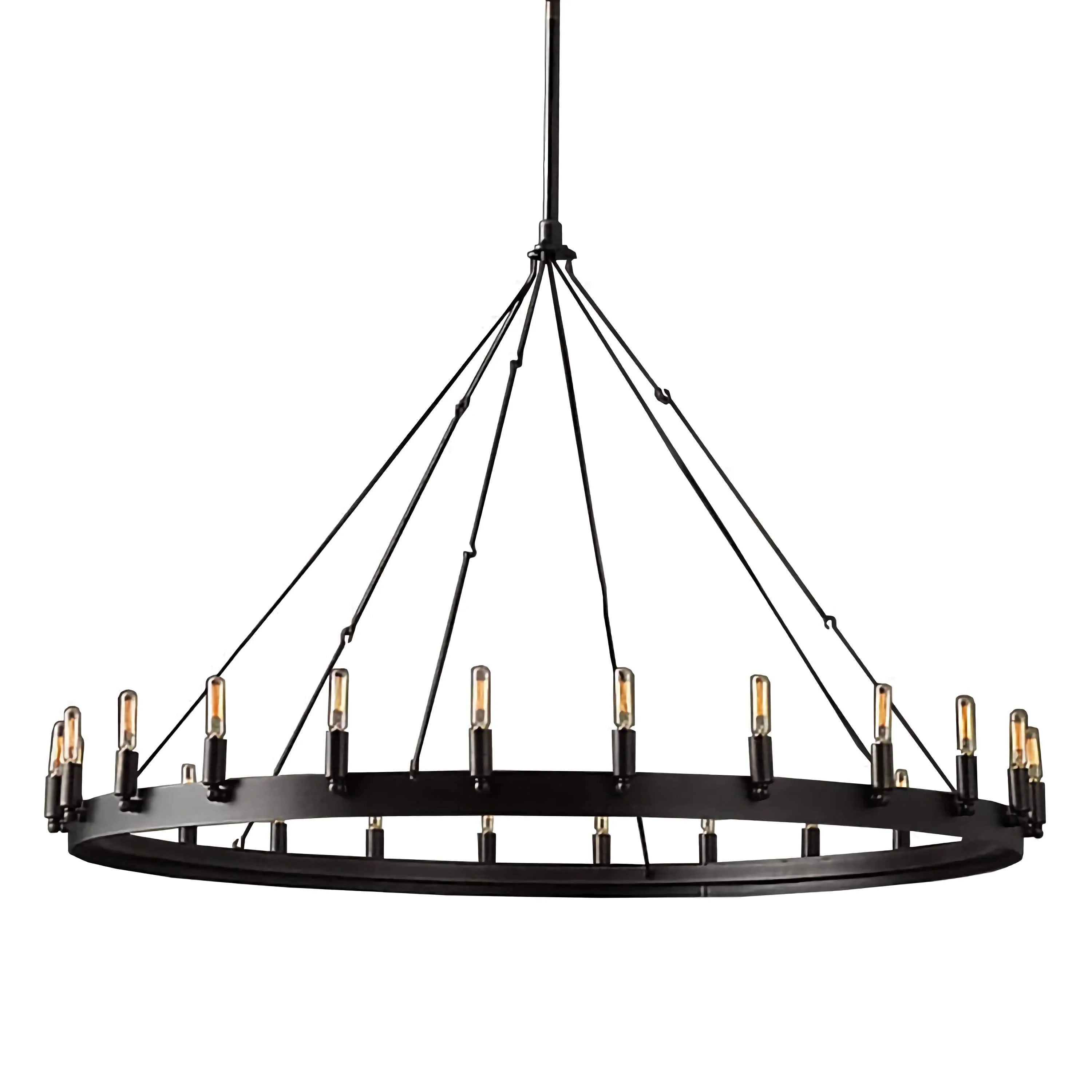 Candle Ring Camino Vintage Chandelier for Dining Room Kitchen Living | Black Finish | Casalola Lights