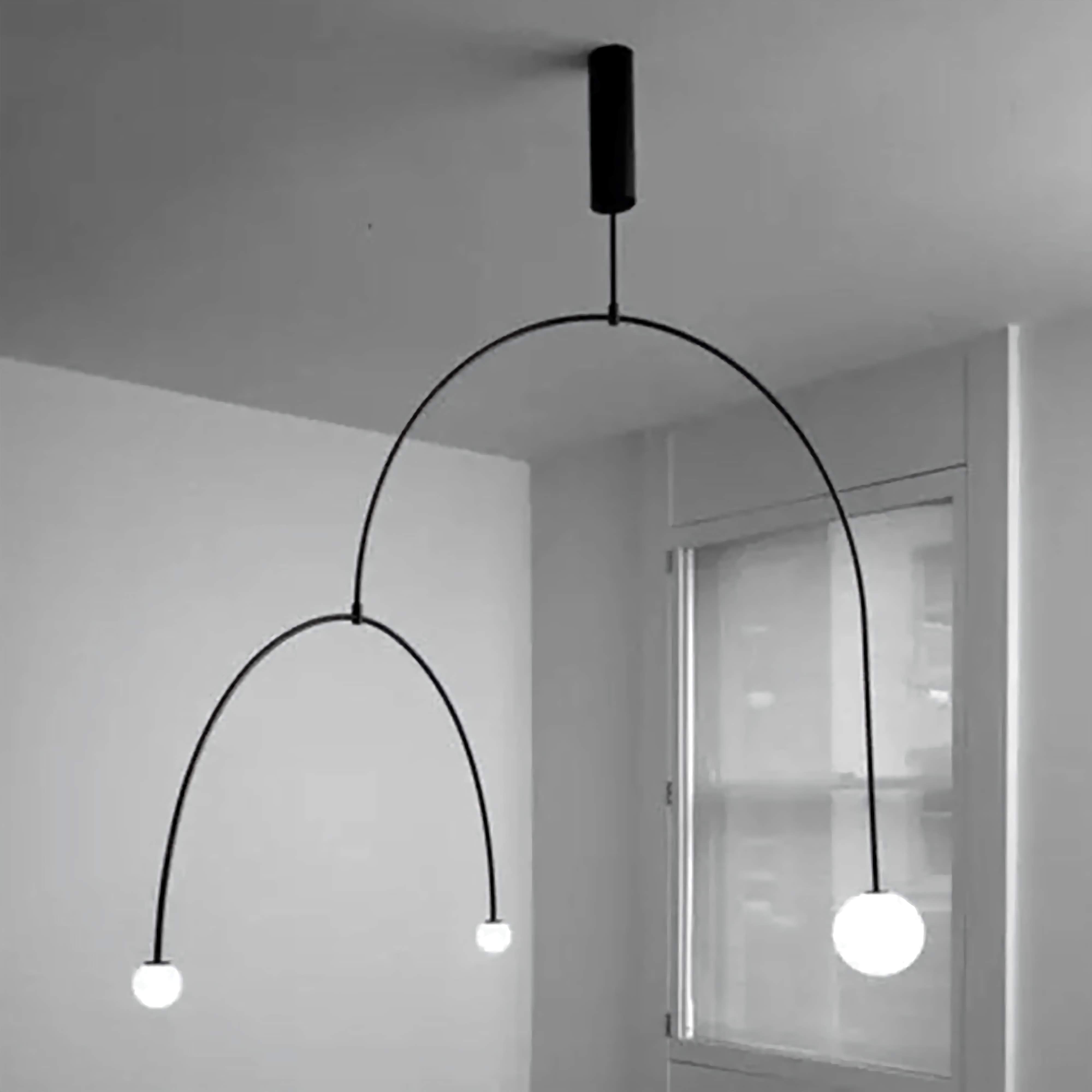 Black Arc Hanging Lights | Mobile Designer Ceiling Lamps for Dining Room Kitchen Living