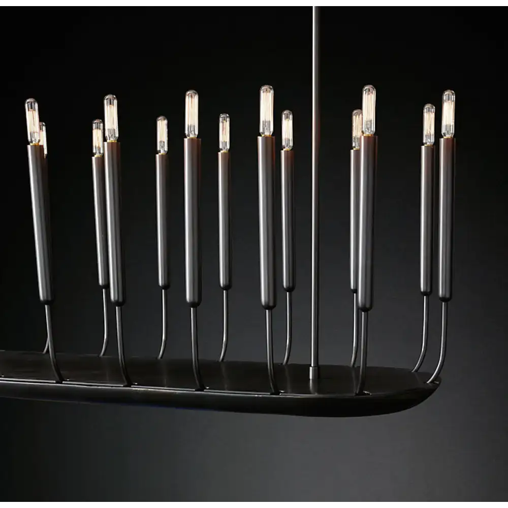 Architectural Candle-style Chandelier | Black Linear Copper Dining Fixture - Chandeliers