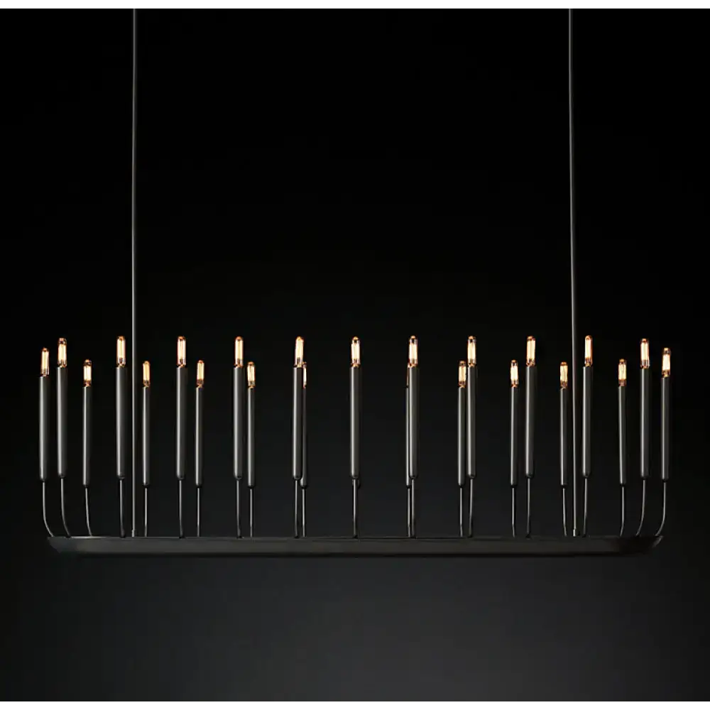 Architectural Candle-style Chandelier | Black Linear Copper Dining Fixture - Chandeliers