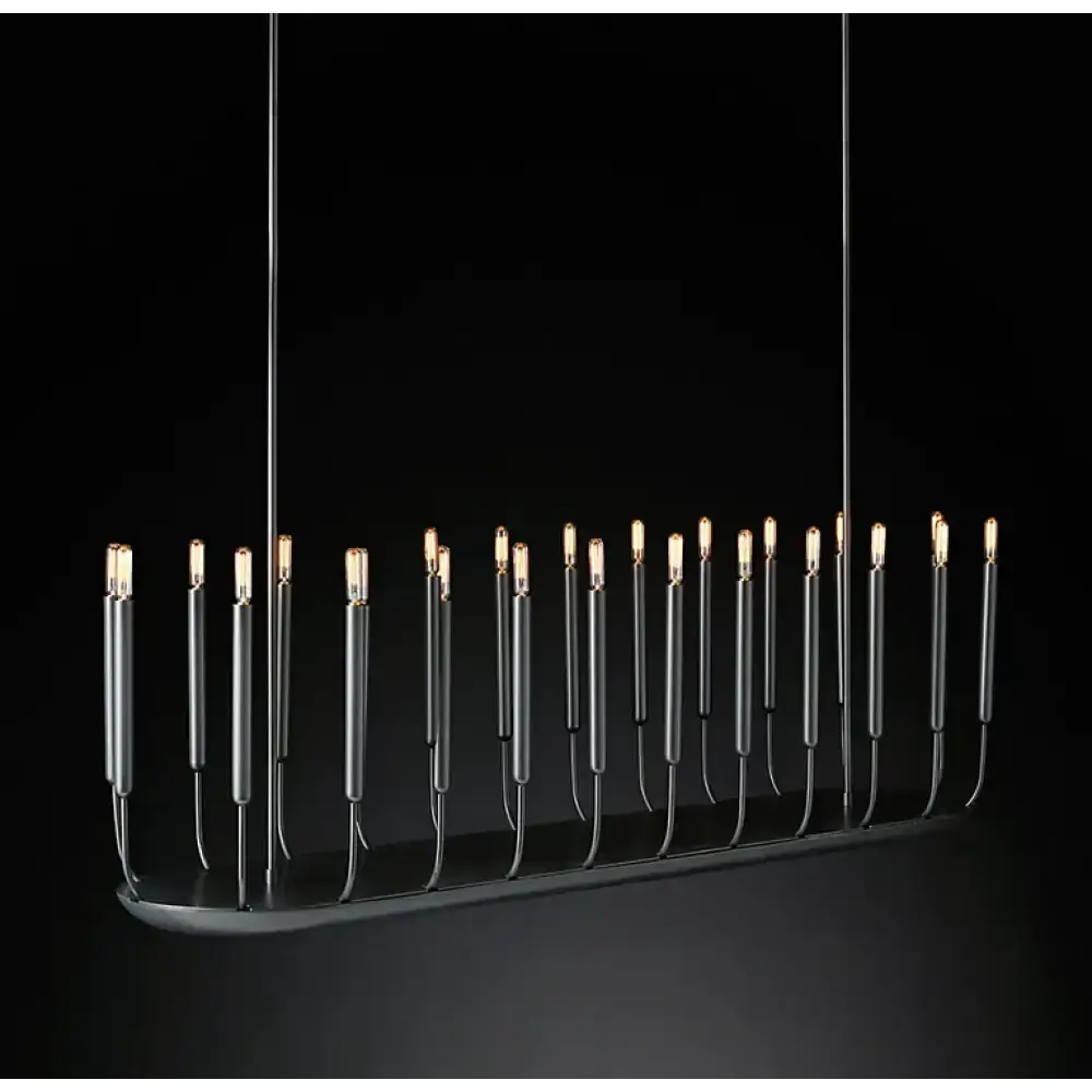 Architectural Candle-style Chandelier | Black Linear Copper Dining Fixture - Chandeliers