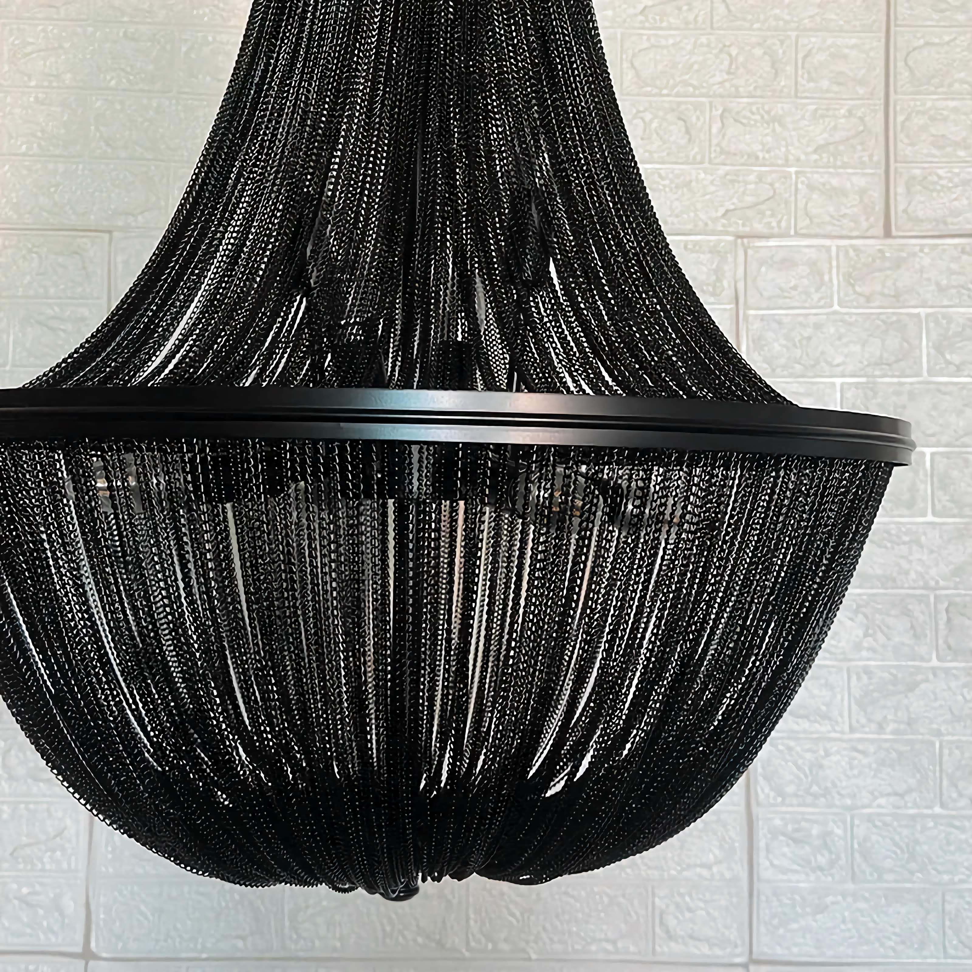 Black Beaded Chandelier | Ceiling Lamps for Dining Room Stairs