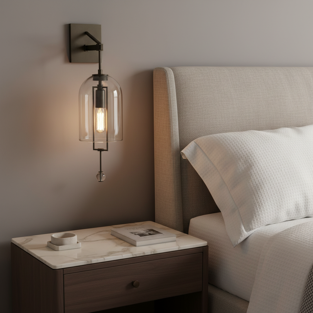 Black Glass and Copper Bell Wall Light for Hallway Living Room & Bedroom – Modern Vertical Sconce Casalolalights Luxury