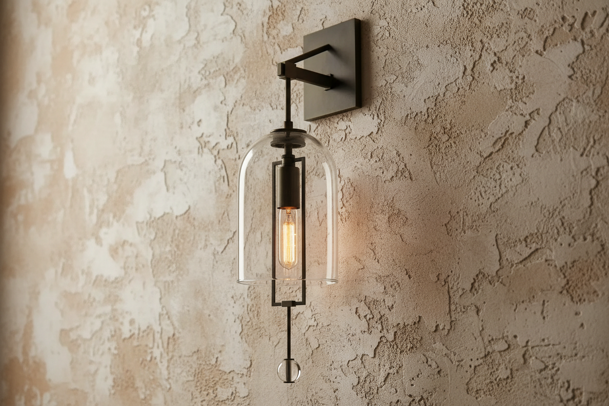Black Glass and Copper Bell Wall Light for Hallway Living Room & Bedroom – Modern Vertical Sconce Casalolalights Luxury
