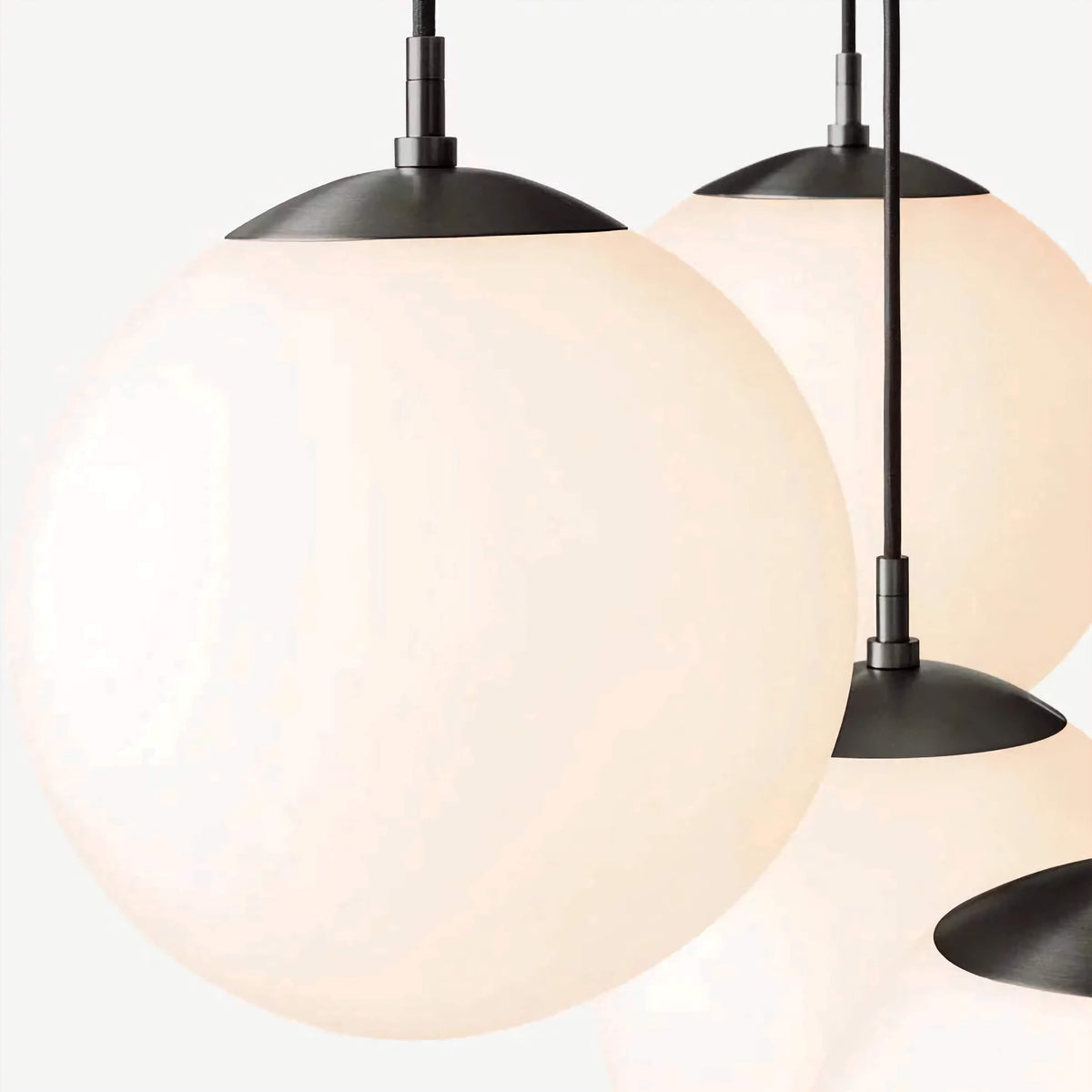 Opal Globe Multi-pendant Cluster | Black-cord Brass & Glass 120-159cm Modern Dining Atrium Casalolalights Luxury Lamps