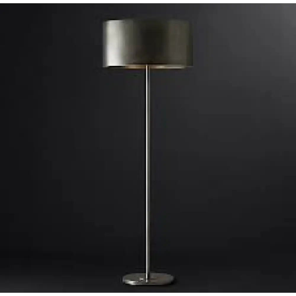 Black Brushed Brass Drum Floor Lamp | Belgian Studio Dimmable Lighting - Lamps