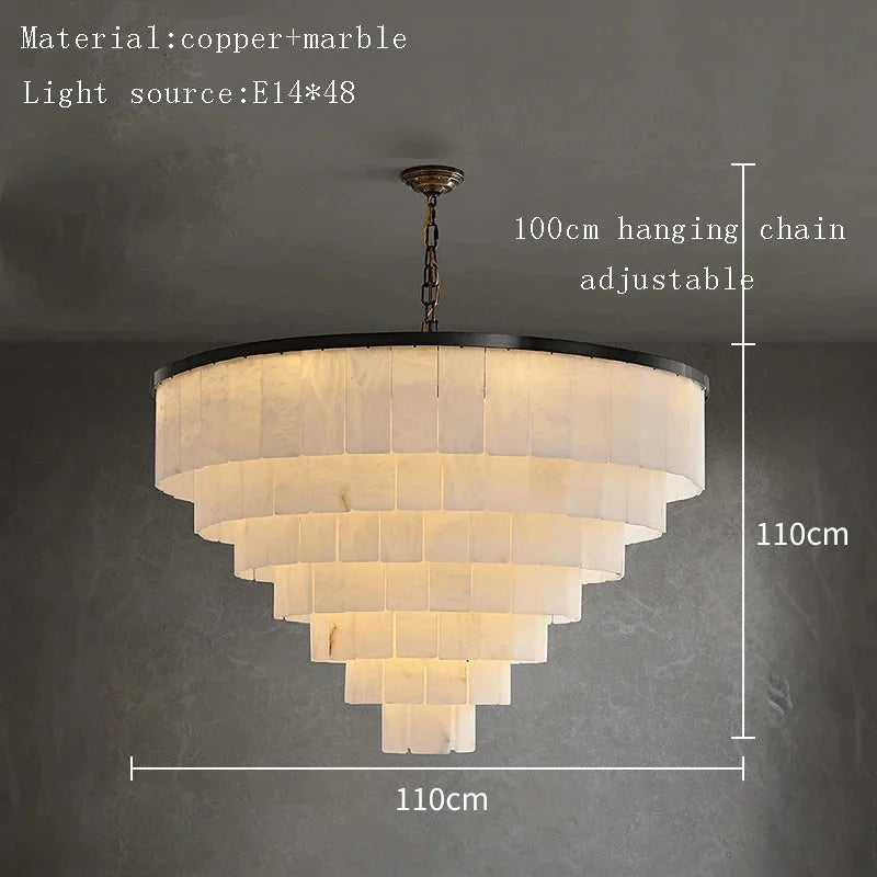 Tiered Alabaster Semi Flush Chandelier | Blackened Copper Frame | Designer Ceiling Light