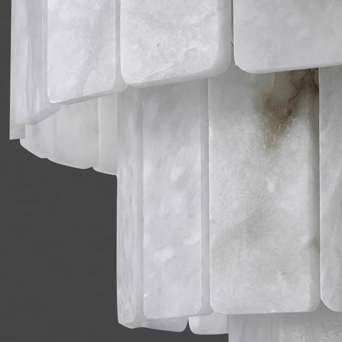 Tiered Alabaster Semi Flush Chandelier | Blackened Copper Frame | Designer Ceiling Light