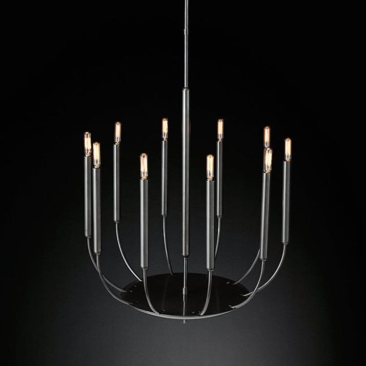 Architectural Copper Candle Chandelier | Black Modern Dining Statement - Chandeliers