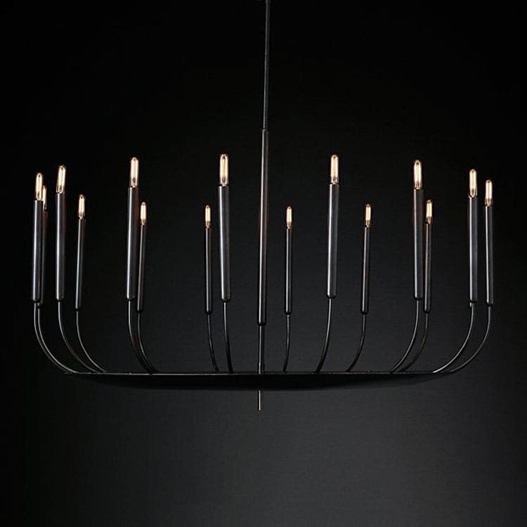 Architectural Copper Candle Chandelier | Black Modern Dining Statement - Chandeliers
