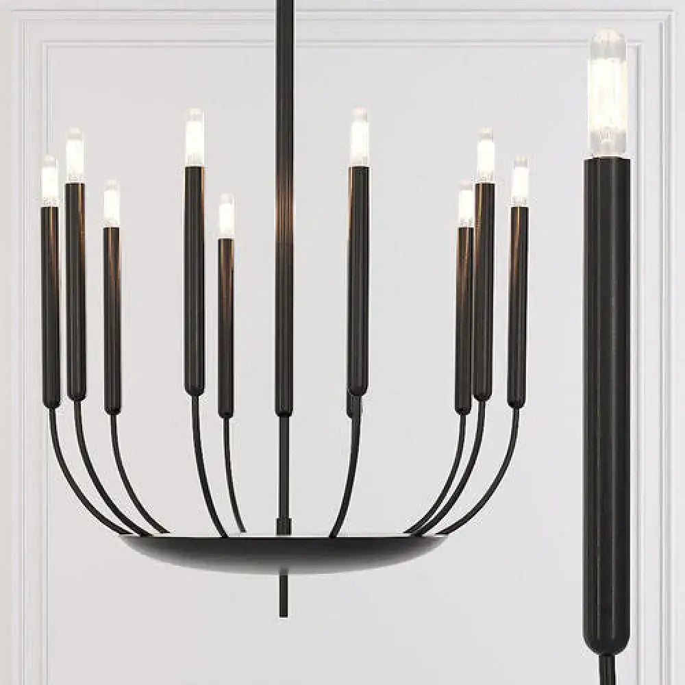 Architectural Copper Candle Chandelier | Black Modern Dining Statement - Chandeliers