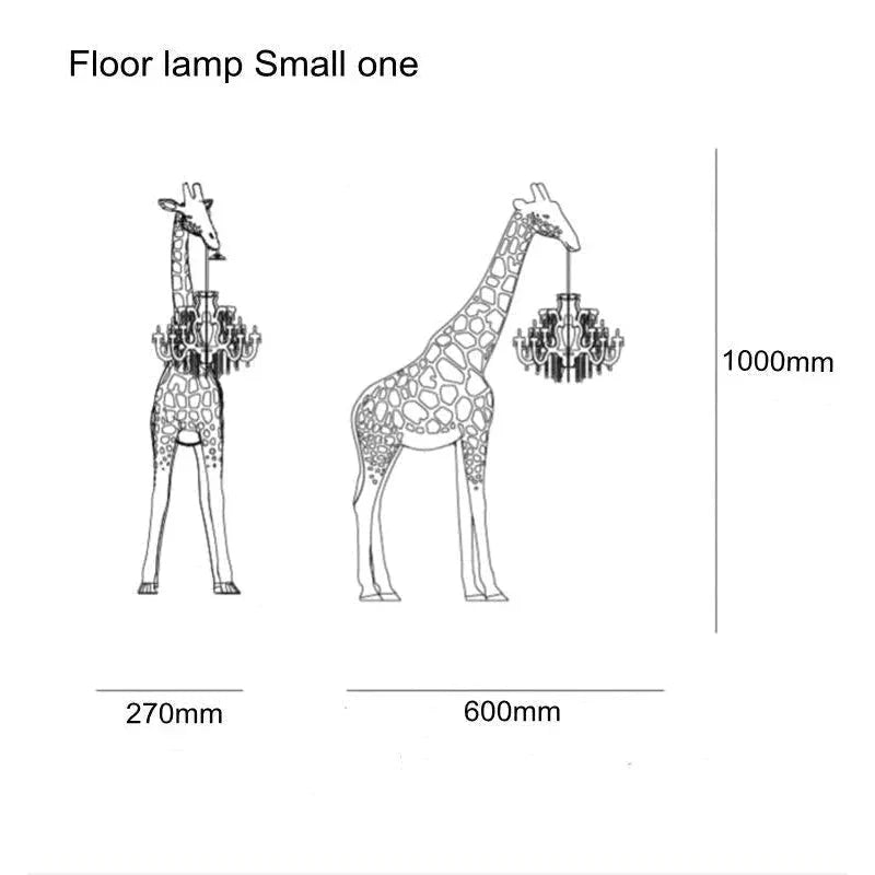 Tall Floor Lamp for Living Room Stairs | Sculpture with Crystal Chandelier | Black Giraffe