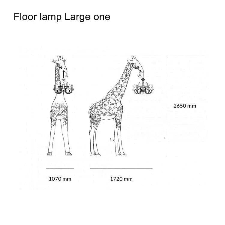 Tall Floor Lamp for Living Room Stairs | Sculpture with Crystal Chandelier | Black Giraffe