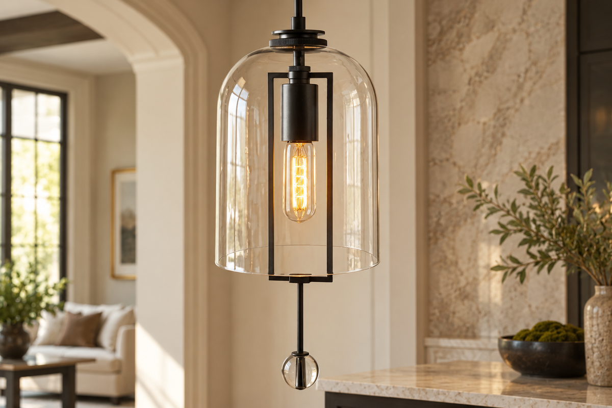 Black Glass & Copper Bell Wall Sconce 59cm | Tall Bell-jar Modern Industrial Hallway Bedroom Casalolalights Luxury