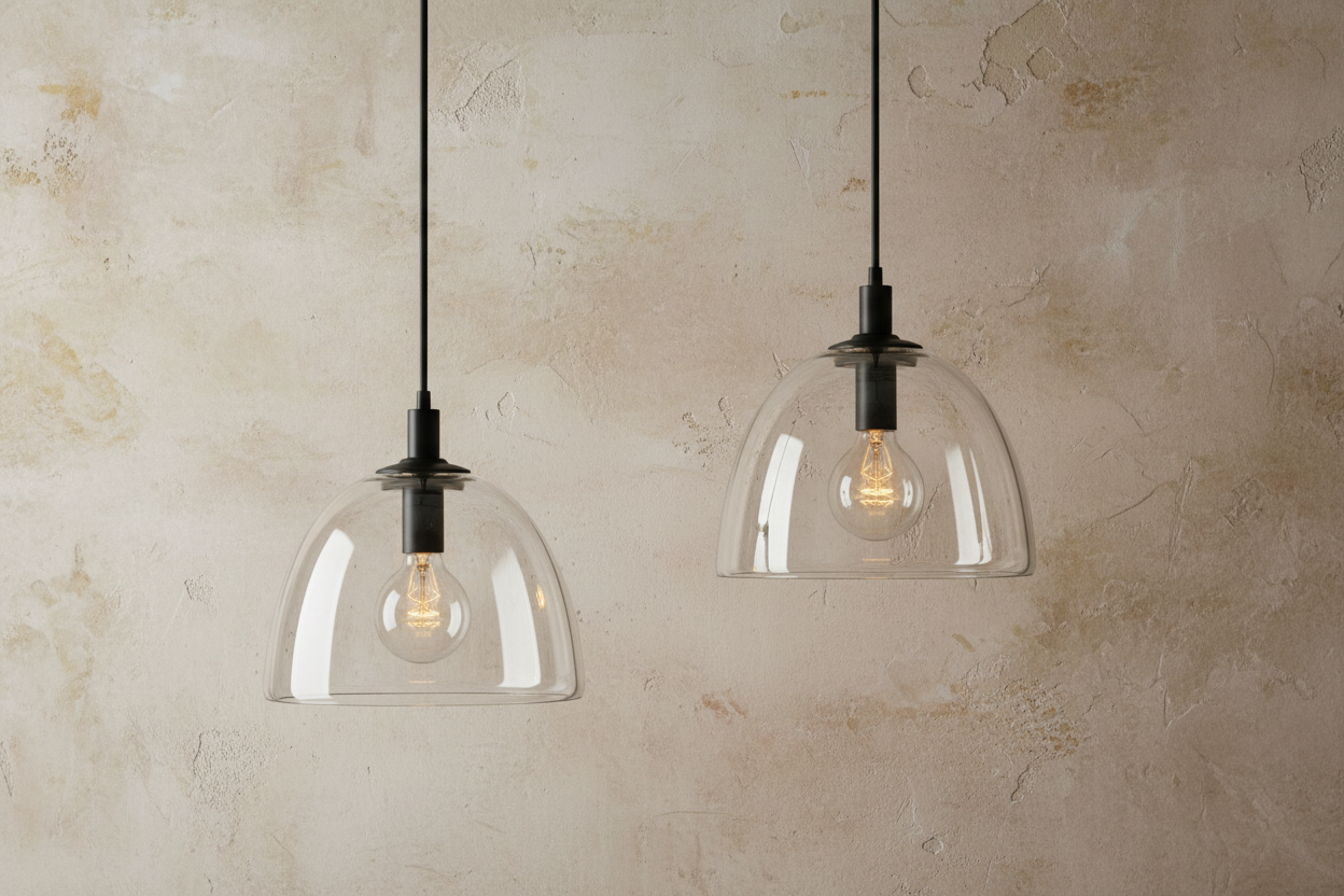 BLACK GLASS PENDANT LIGHT WITH BRASS ACCENTS | CLH854WB