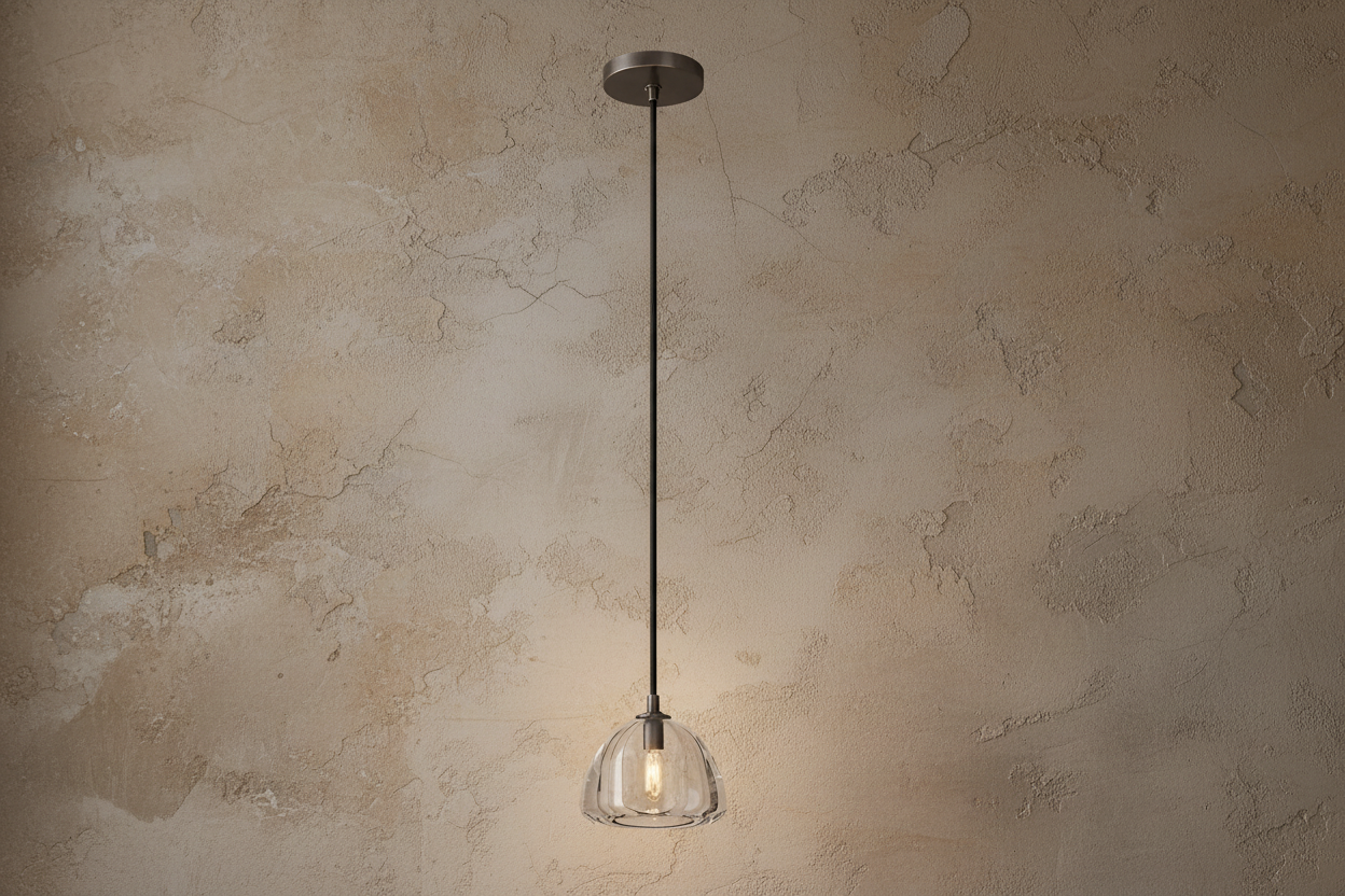 BLACK GLASS PENDANT LIGHT WITH BRASS ACCENTS | CLH854WB