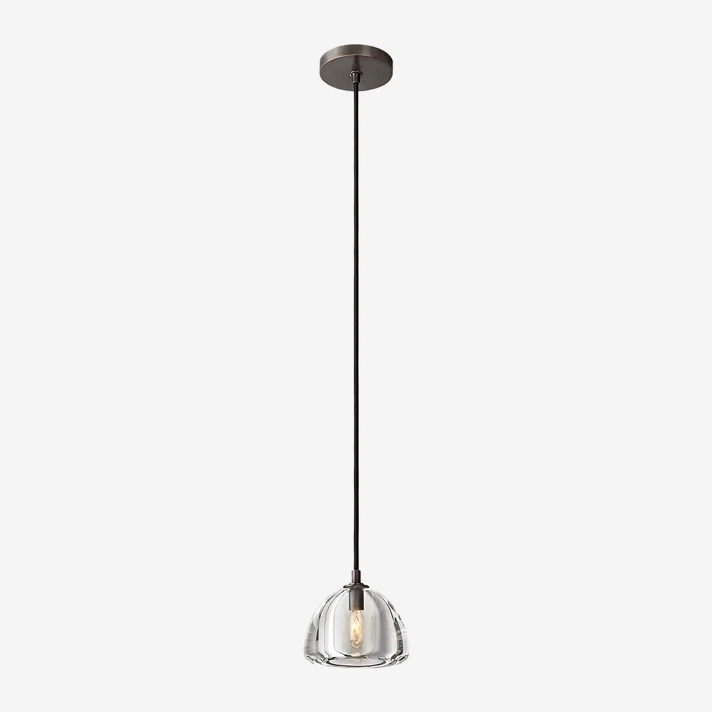 BLACK GLASS PENDANT LIGHT WITH BRASS ACCENTS | CLH854WB
