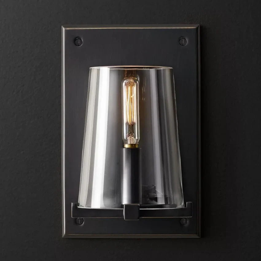 Modern Glass Wall Light with Copper Arm – Gold or Black Finish Casalolalights Luxury Lamps for Interior Designers
