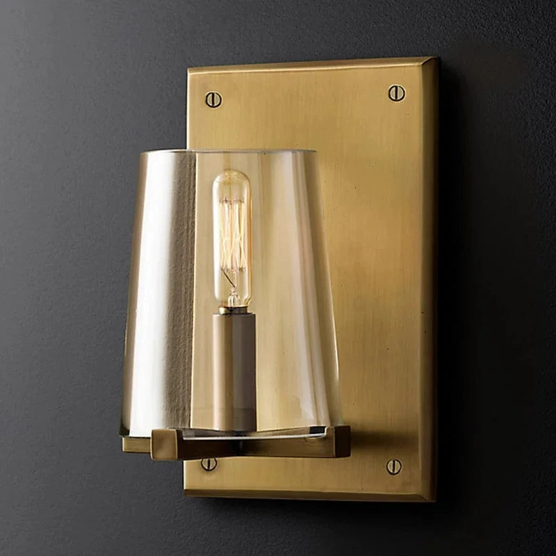 Modern Glass Wall Light with Copper Arm – Gold or Black Finish Casalolalights Luxury Lamps for Interior Designers