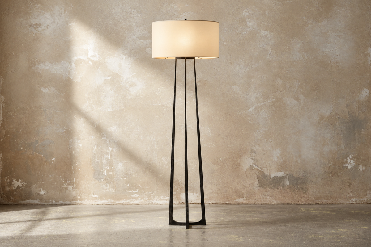 Modern Black Iron Floor Lamp with Drum Shade – Tall Designer Lighting for Living Room Casalola Lights Luxury Lamps