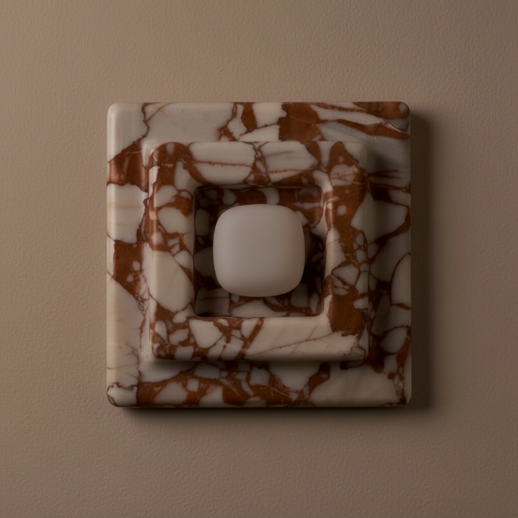 Natural Stone Square Wall Sconce Red Black or Brown | Low Profile Hallway Light G9 Bulb 2700k Casalola Lights Luxury
