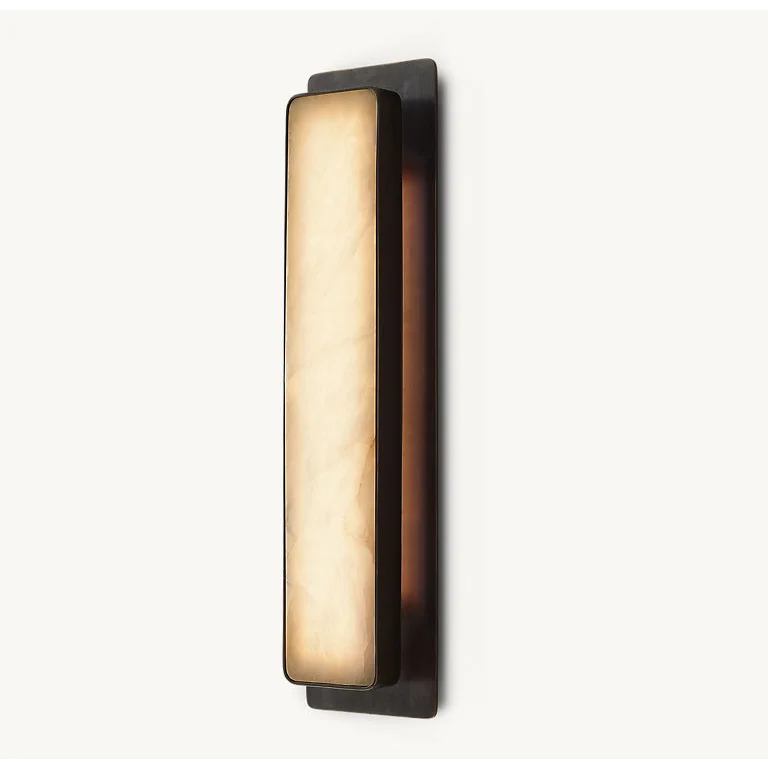 Marble Copper Wall Sconce in Black – Modern Alabaster-look Light for Hallway Bedroom Bathroom Casalolalights Luxury