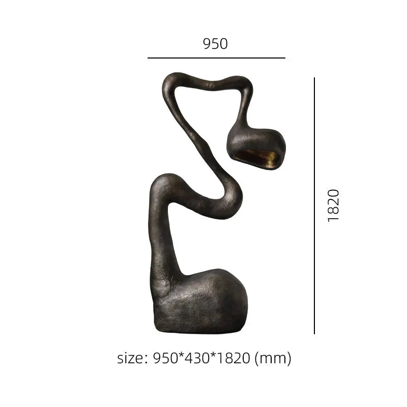 Black Resin Sculpture Floor Lamp | 182cm Tall Wide 95cm Form Downlight Dimmable Option Wabi Sabi Casalola Lights Luxury