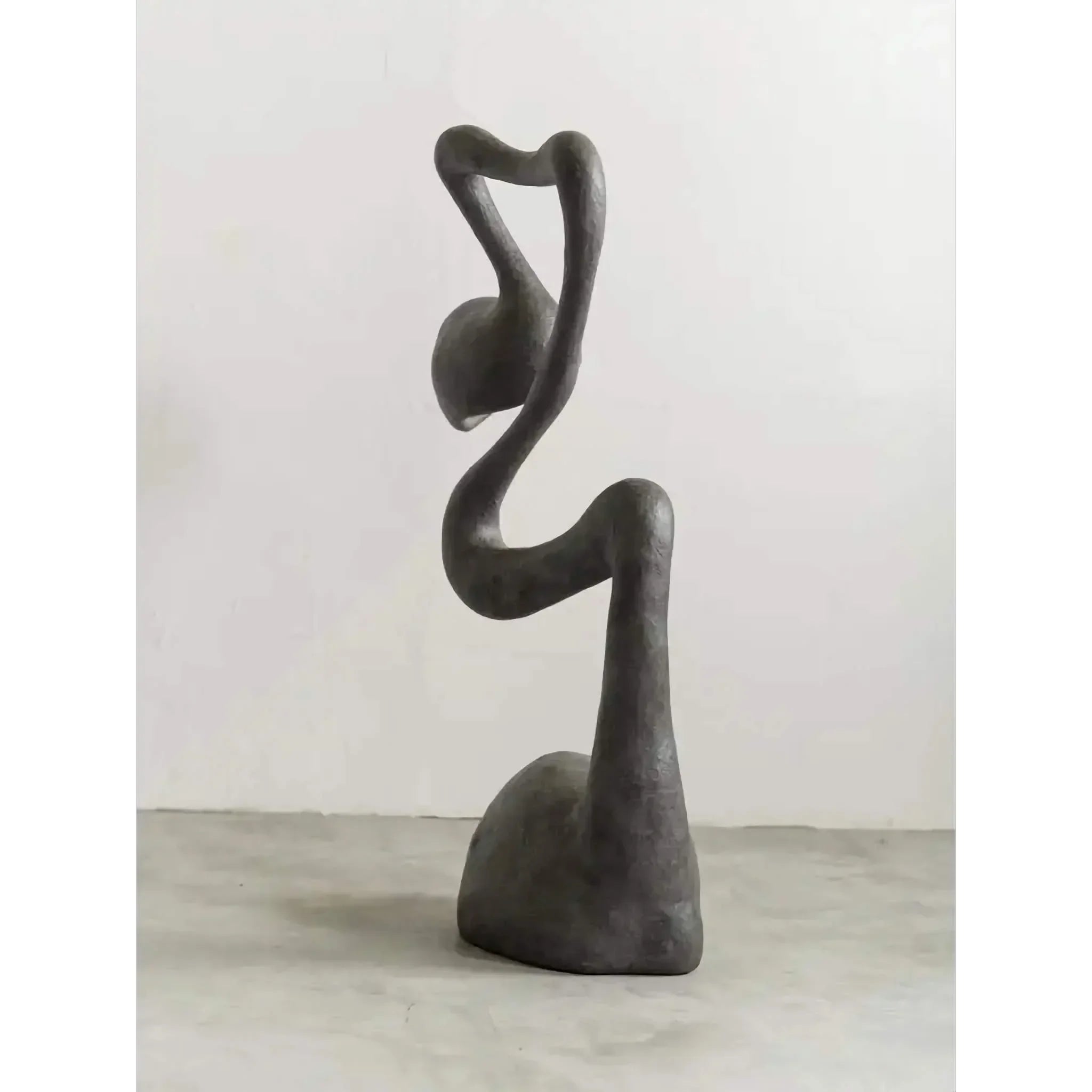 Living Room Wabi Sabi Sculptural Floor Lamp in Charcoal Textured Resin – Organic Modern Statement Lighting