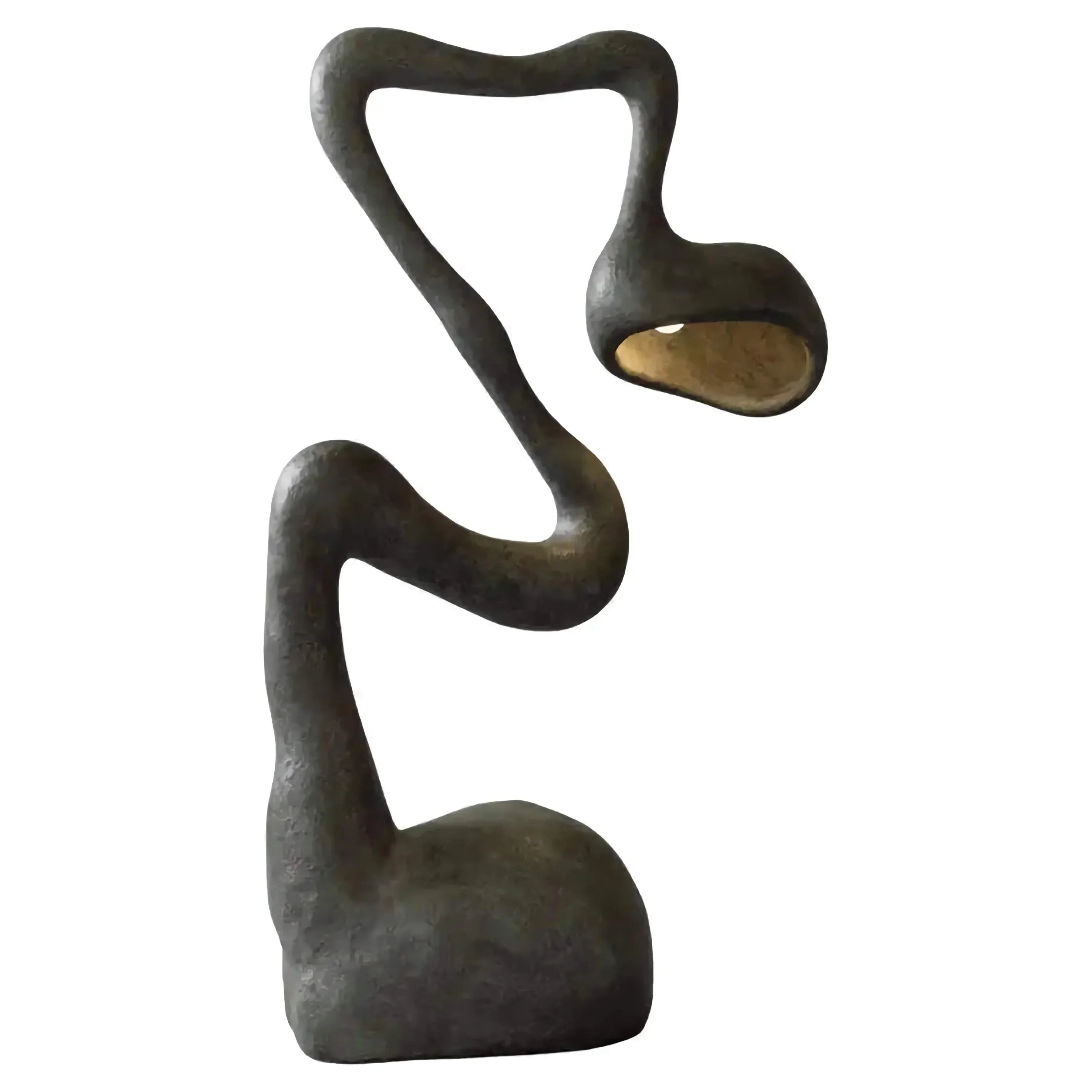 Living Room Wabi Sabi Sculptural Floor Lamp in Charcoal Textured Resin – Organic Modern Statement Lighting
