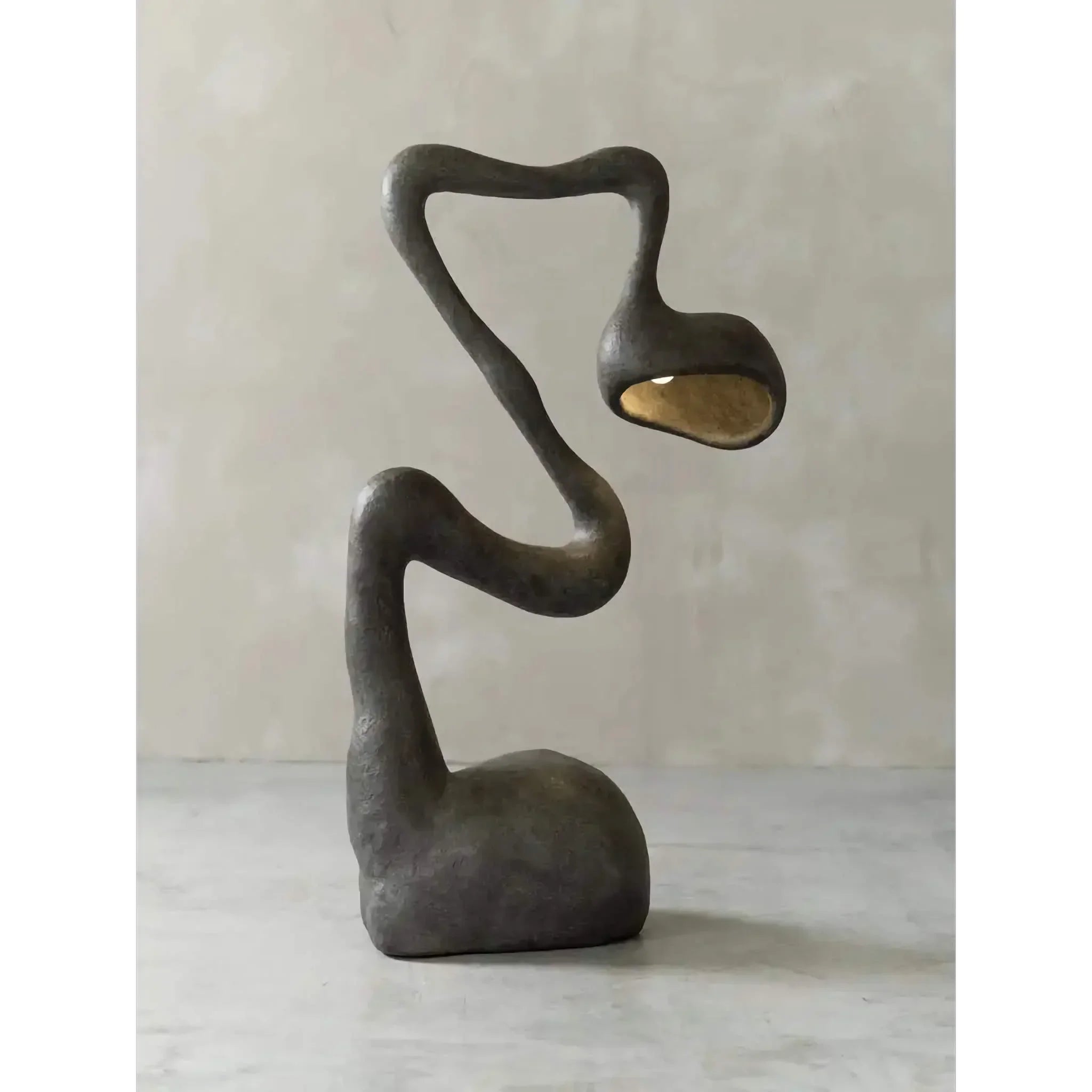 Living Room Wabi Sabi Sculptural Floor Lamp in Charcoal Textured Resin – Organic Modern Statement Lighting