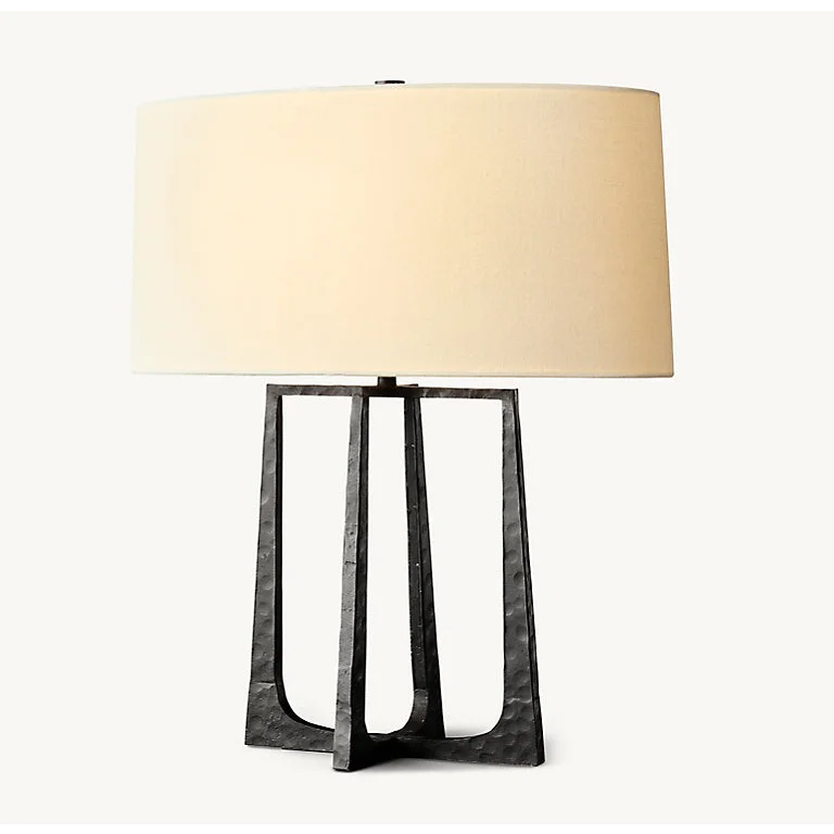 Hand Forged Iron u Frame | Atelier Arcadia Table Lamp – Sculptural Black Lighting Dimmable Ul Certified