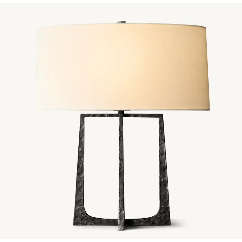 Architectural Blackened Iron Table Lamp | Hand-forged Base - Lamps