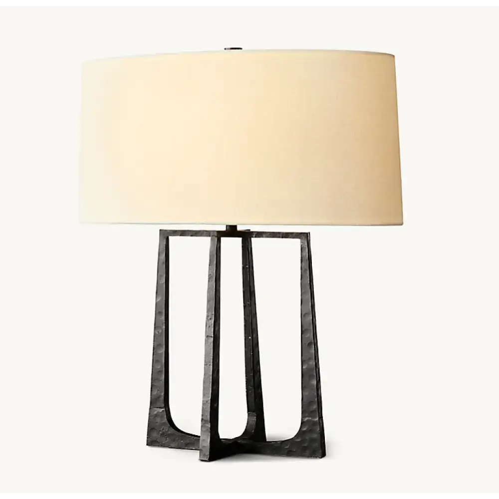Architectural Blackened Iron Table Lamp | Hand-forged Base - Lamps