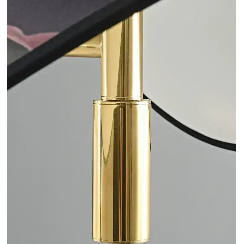 Modern Brass Pendant Light | Italian Akira Leaf Panels Hand Painted Floral | Luxury Dimmable Dining Fixture