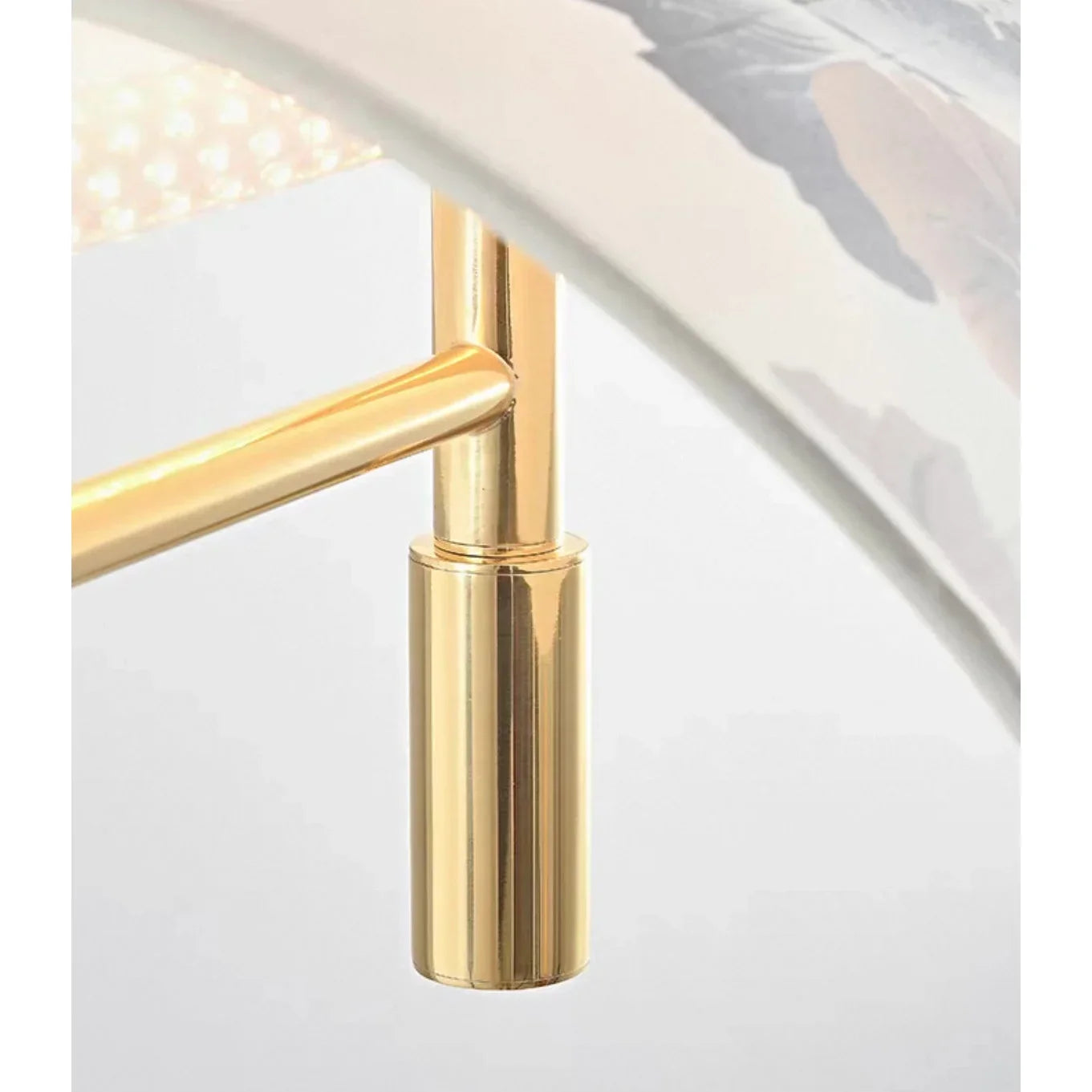 Modern Brass Pendant Light | Italian Akira Leaf Panels Hand Painted Floral | Luxury Dimmable Dining Fixture