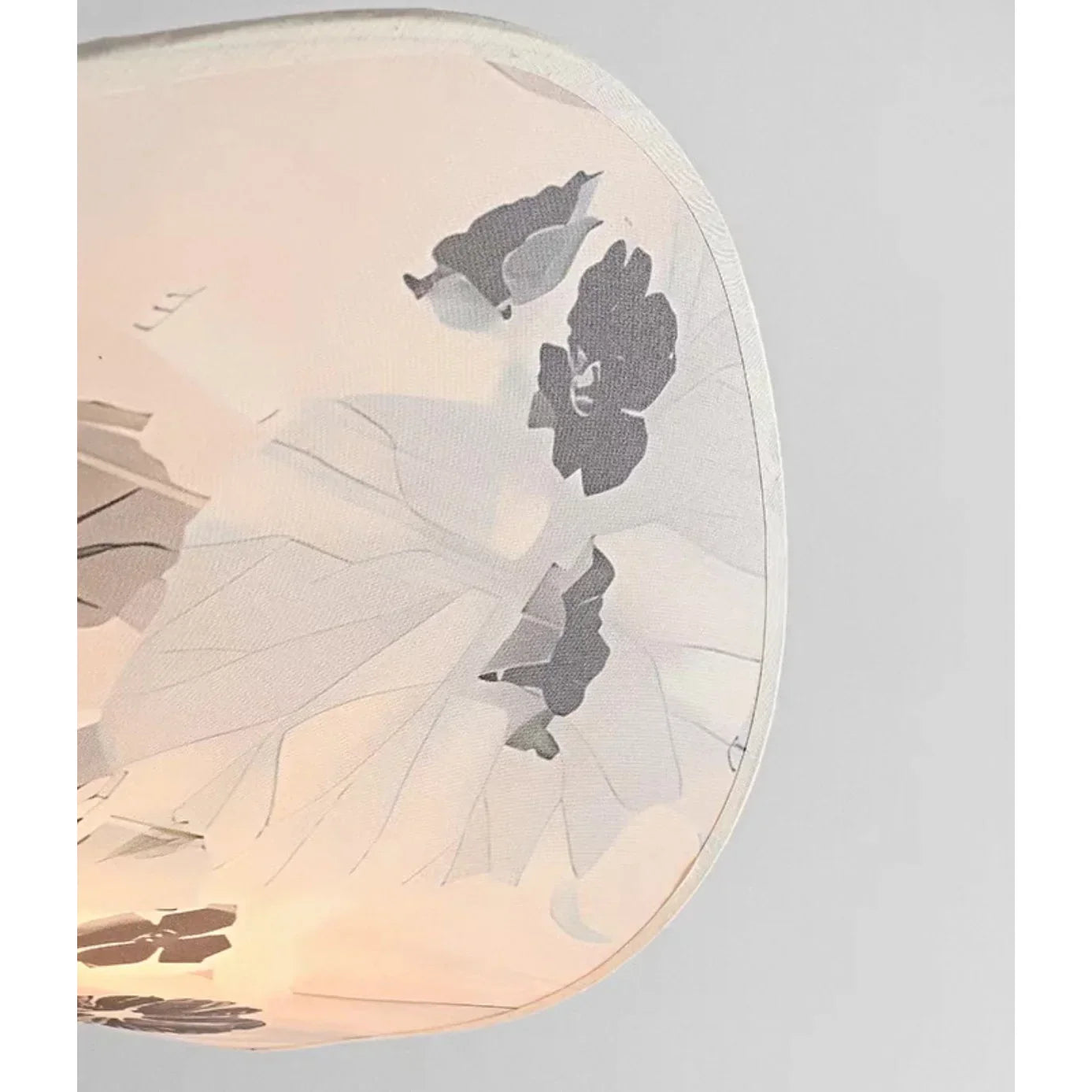 Modern Brass Pendant Light | Italian Akira Leaf Panels Hand Painted Floral | Luxury Dimmable Dining Fixture