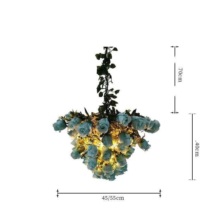 Flower Pendant Lamp | Blue Flowers Chandelier | Ceiling Light Fixture for Biophilic Design - Lamps