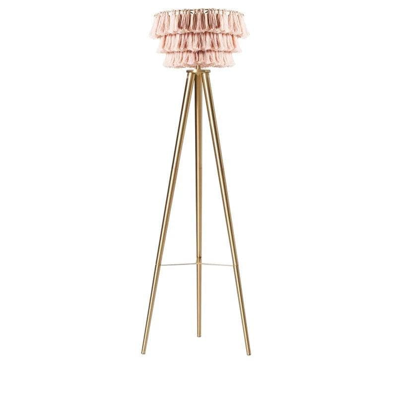 Bohemian Tassel Floor Lamp in Organic Cotton and Iron – Statement Lighting for Living Room or Bedroom - Lamps