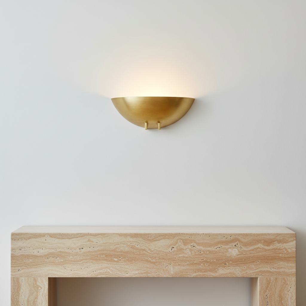 Solid Brass Half Bowl Wall Sconce | Hallway Up Light Staircase Washer E26/e27 Low Glare Casalola Lights Luxury Lamps