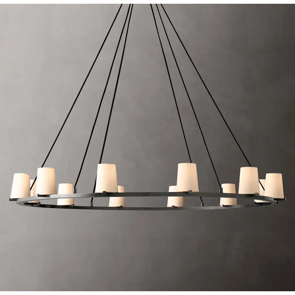 Brass Ring Chandelier with Linen Shades for Dining Room | 6 to 12 Lights 72 153 Cm (28 60 In) Wide Casalola Luxury